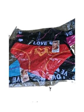 LOVE Heart Logo Women's Bikini Briefs - Red & Black